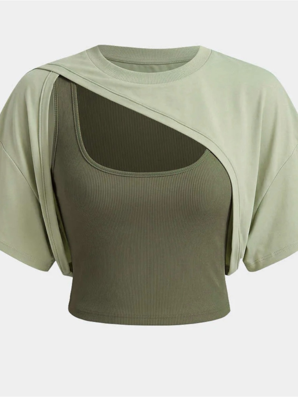 Micas Olive Ribbed Square-Neck Camisole